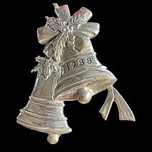 Hand&Hammer sterling silver ornament, Christmas bells, vintage 1988.